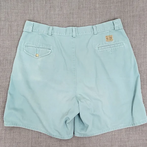 Vintage Polo Ralph Lauren Mens Blue Shorts  Pleated Chino Made In USA. 36 - Picture 3 of 8